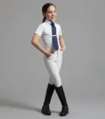 PREMIER EQUINE Luciana Kız Kısa Kollu Gösteri Gömleği Beyaz - Görsel 4