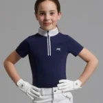 PREMIER EQUINE Maria Girls Diamanté Gösteri Gömleği Lacivert