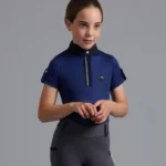PREMIER EQUINE Mini Amia Kız Çocuk Kısa Kollu Binicilik Üstü Lacivert
