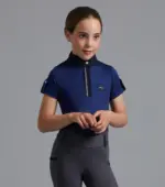 PREMIER EQUINE Mini Amia Kız Çocuk Kısa Kollu Binicilik Üstü Lacivert